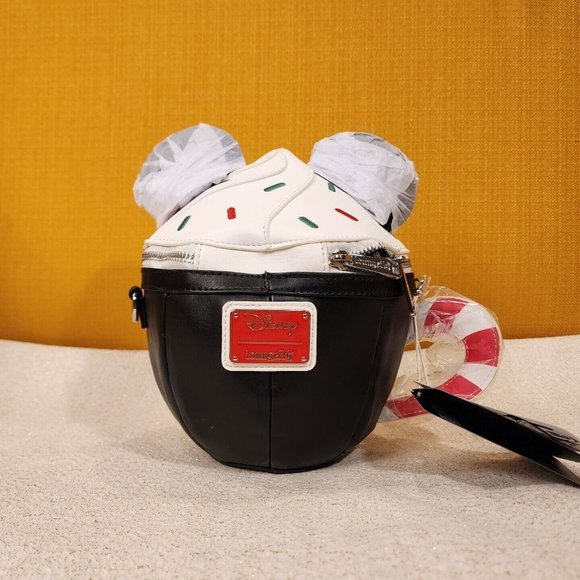 Loungefly Disney Mickey Mouse Hot Cocoa Mug Face Holiday Crossbody Bag NEW - Picture 4 of 12